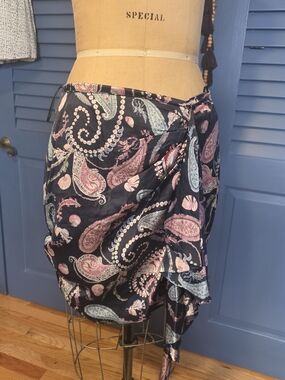 Tree of Life Boho Paisley Satin Sheen Maxi [Dress / Skirt] Navy Pink AU 12 / US